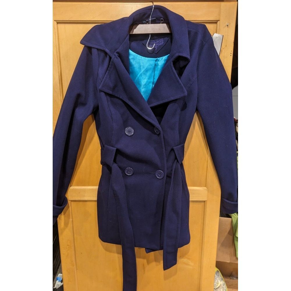 Jou jou‎ women jacket size  Small PURPLE Double Breasted Pea Coat